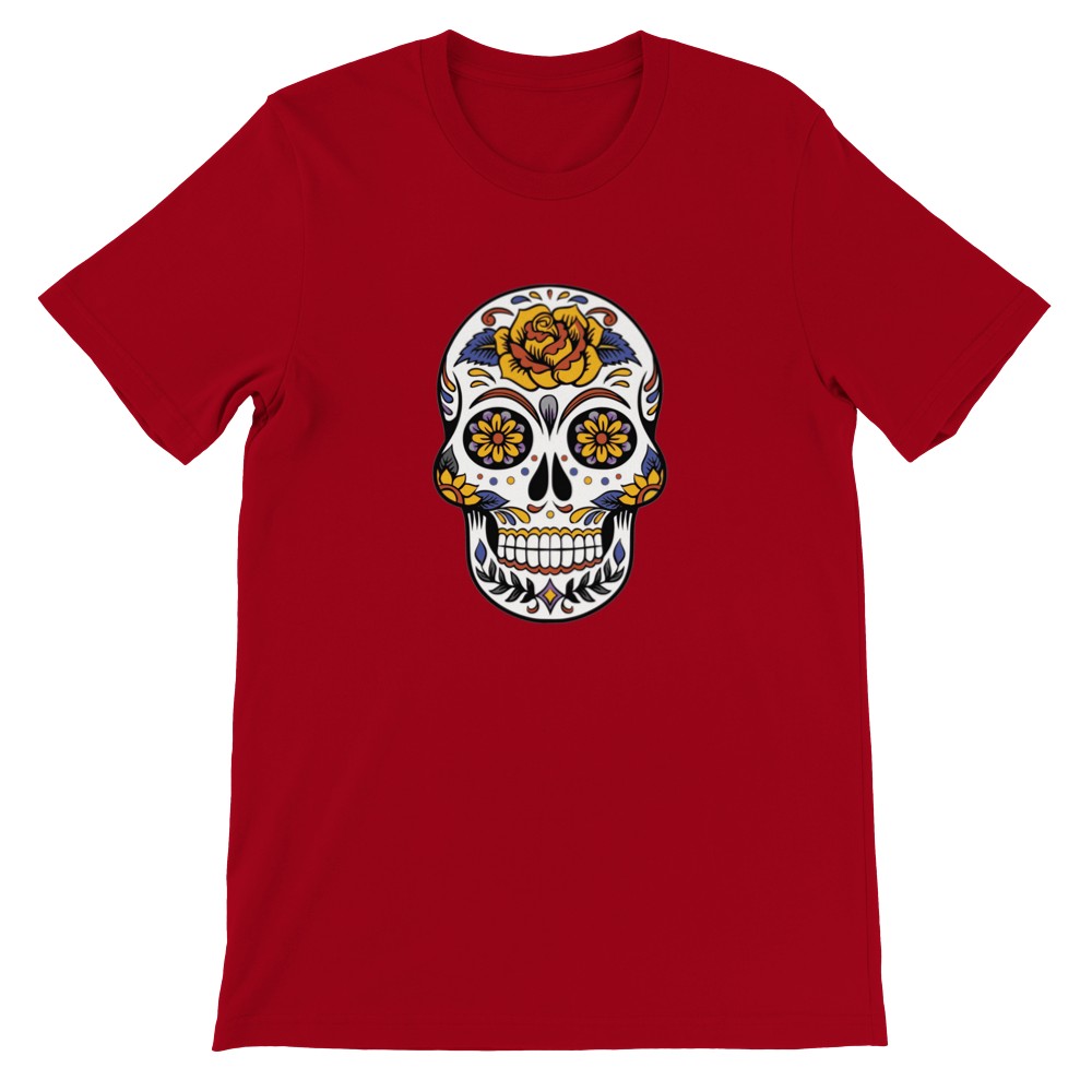 Artwork T-Shirts - Flower Power Skull Artwork - Premium Unisex T-Shirt 