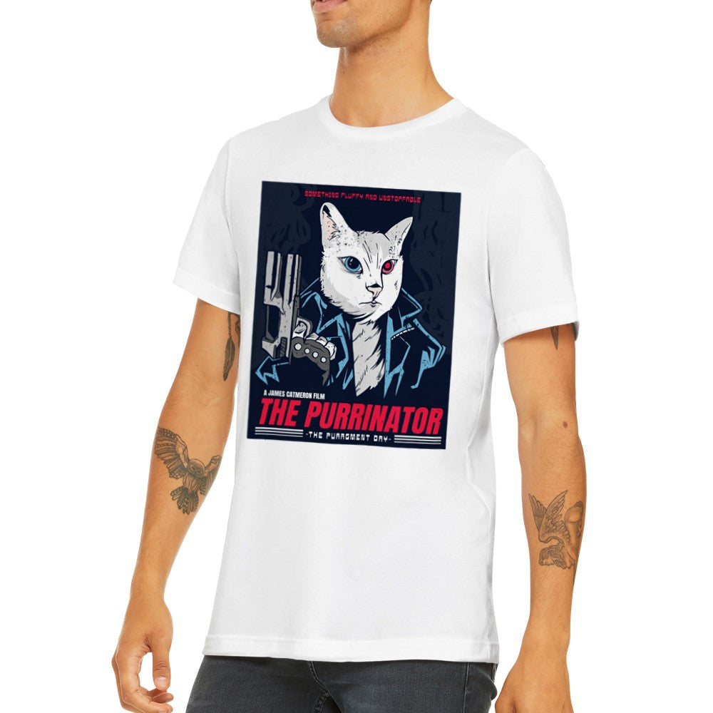 Quote T-shirt - Fun Designs Artwork -The Purrinator Cat Premium Unisex T-shirt