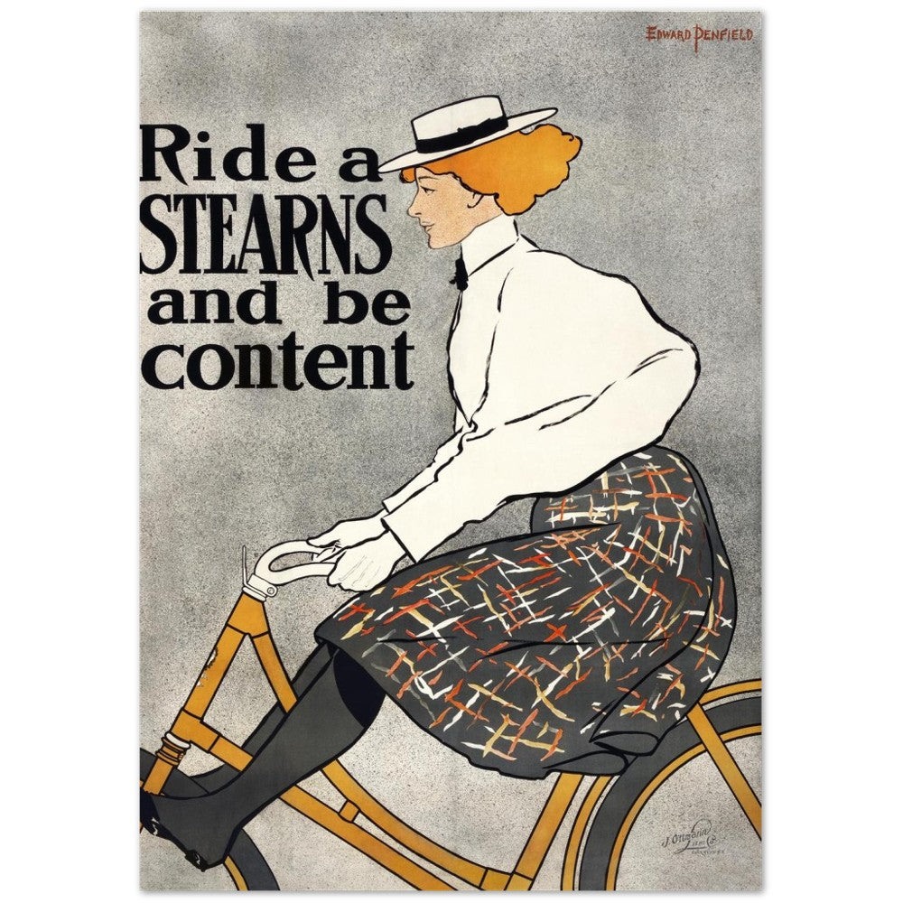 Poster Ride a Stearns and be content (1896) by Edward Penfield