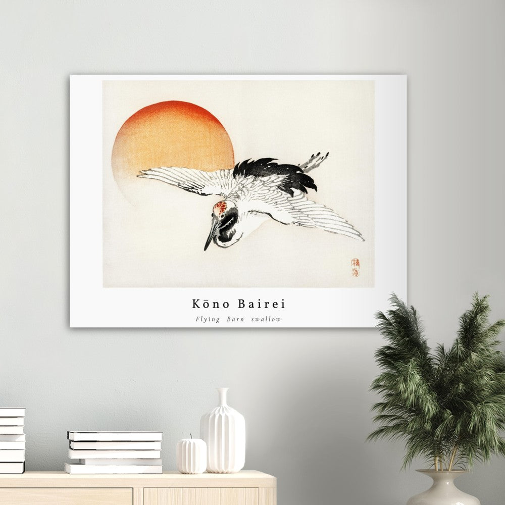 Poster - Kōno Bairei - Flying Crane Kunstdruck - Vintage Illustration