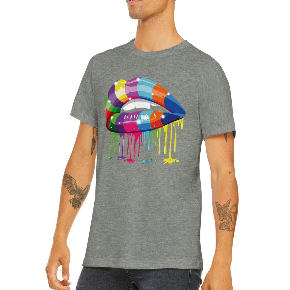 Quote T-shirt - Funny Designs Artwork - Colorful Lips Premium Unisex T-shirt