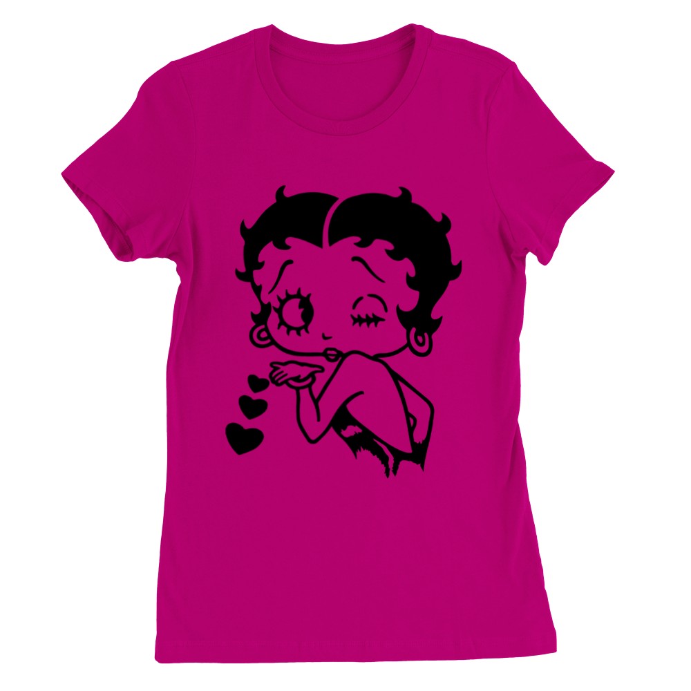 T-shirt - Betty Boop Kisses Artwork - Premium Kvinde Crewneck T-shirt