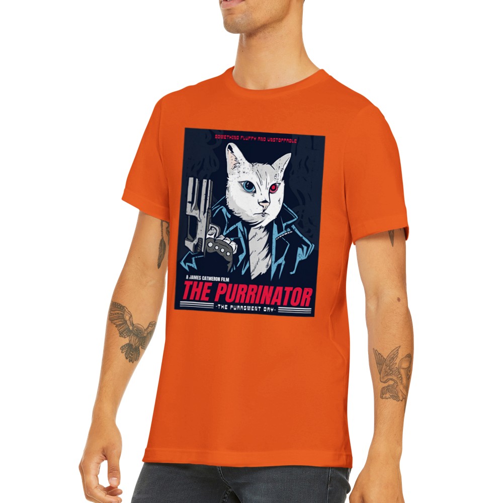 Quote T-shirt - Fun Designs Artwork -The Purrinator Cat Premium Unisex T-shirt