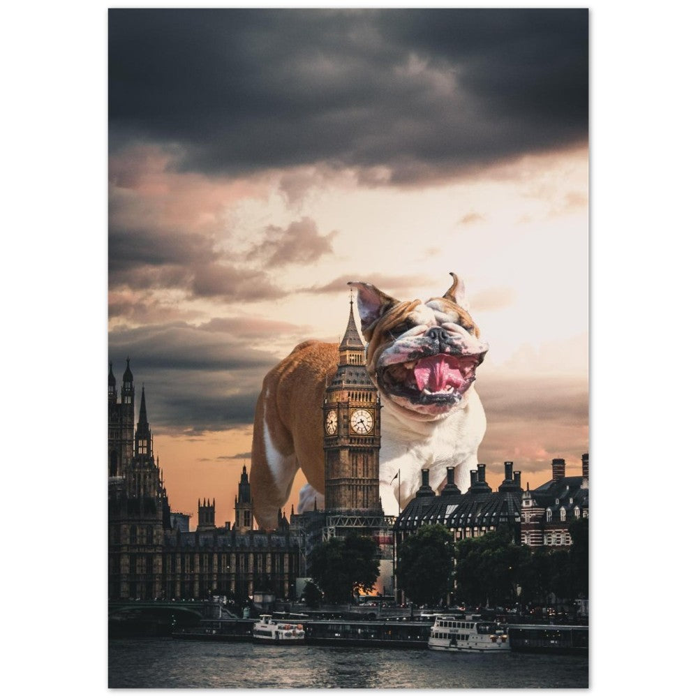 Poster Artwork - English Bulldog vs London - Classic Mat Museum Poster Paper