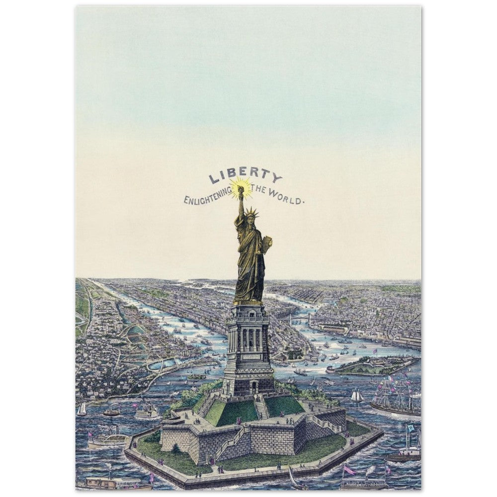 Plakat The Great Bartholdi Statue, Liberty Enlightening the World Klassisk Mat Papir