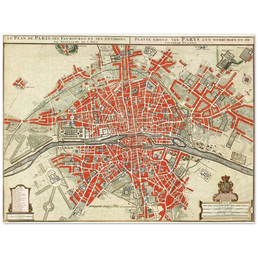 Plakat Plattegrond van Parijs (ca. 1721-1774) von Guillaume Delisle