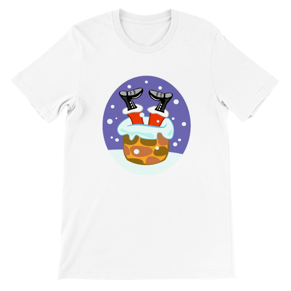 Funny T-Shirts - Stuck Santa - Premium Unisex Crewneck T-Shirt 