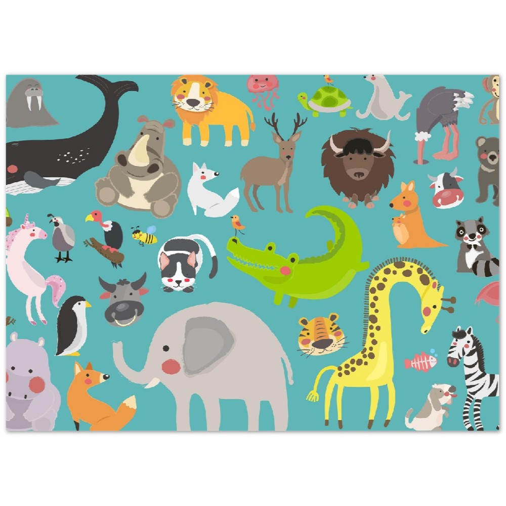 Kinderposter – niedliche Illustrationen von Wildtieren – hochwertiges mattes Posterpapier