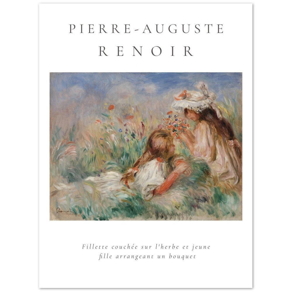 Poster - Pierre-Auguste Renoir - Girls in the Grass Arranging a Bouquet painting (1890)