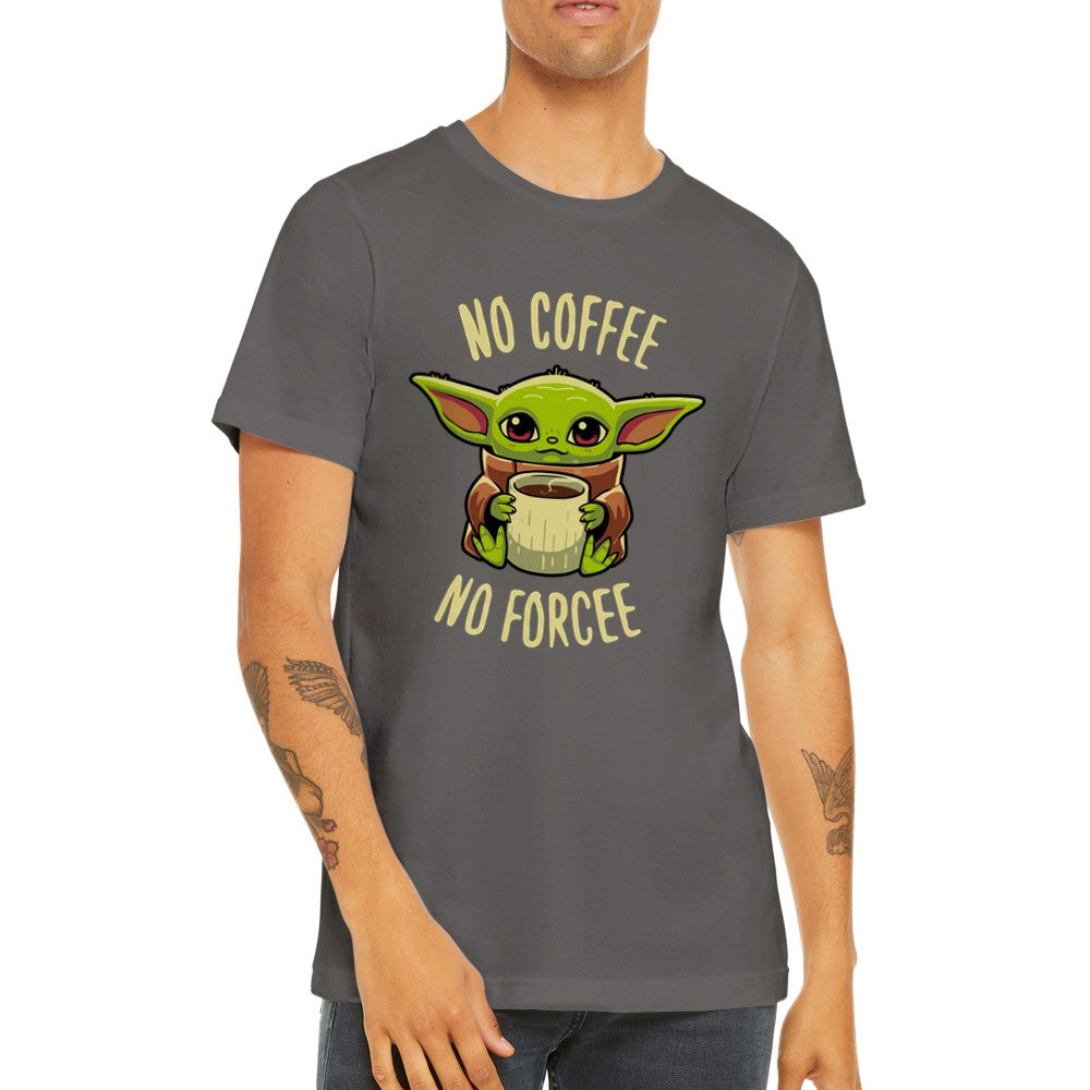 Citat T-shirt - Sjove Designs Artwork - Yoda No Coffee No Forcee Premium Unisex T-shirt