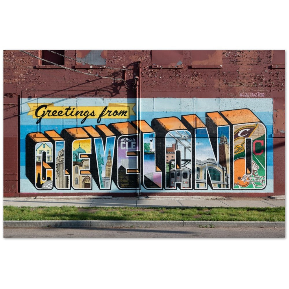 Plakat - Street Art - Cleveland Greetings Mural - Klassisk Mat Plakat Papir