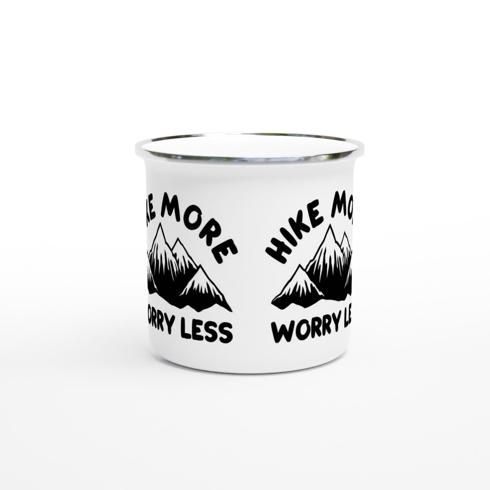 Enamel Cross - Funny Quotes Camping - Hike More Worry Less