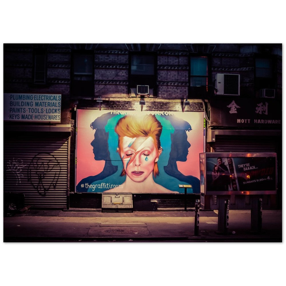 Poster - Street Art David Bowie in New York - Kunstwerk Musik 