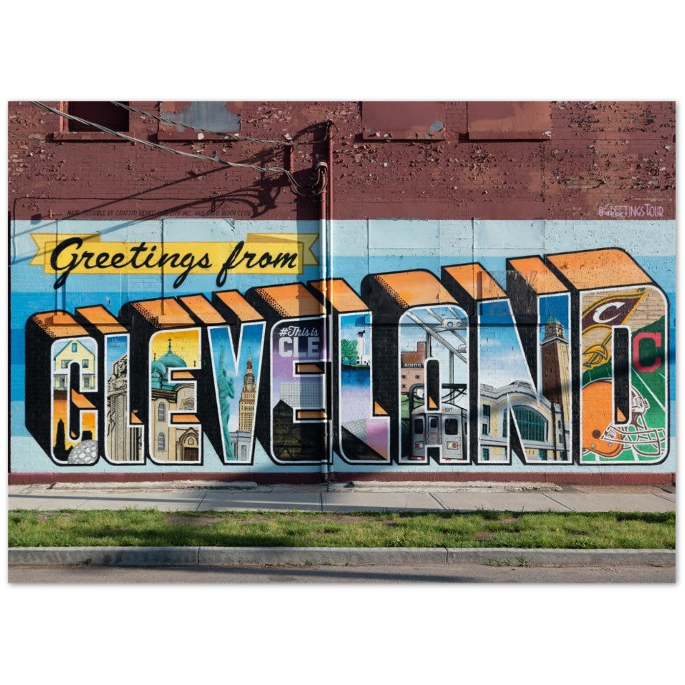 Plakat - Street Art - Cleveland Greetings Mural - Klassisk Mat Plakat Papir