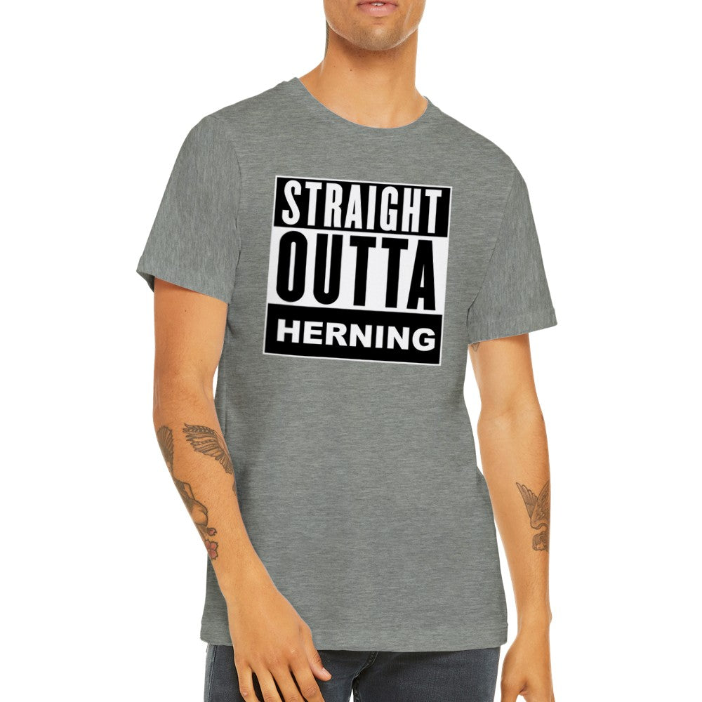 Funny City T-shirt - Straight Outta Herning - Premium Unisex T-shirt