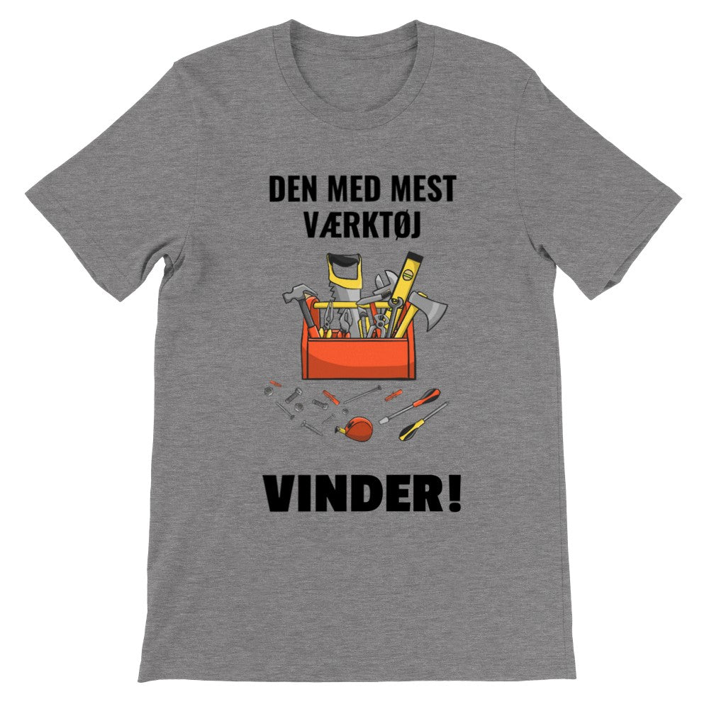 Citat T-shirt - Håndværker - Den Med Mest Værktøj Vindet - Premium Unisex T-shirt