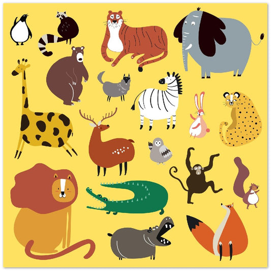 Poster - Colorful Children's Poster With Animal Motifs - Matte Poster Paper