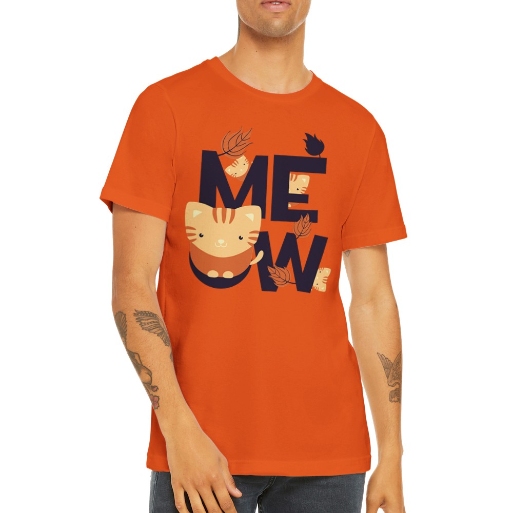 Lustige T-Shirts - Katzengrafik MEOW - Premium-Unisex-T-Shirt 