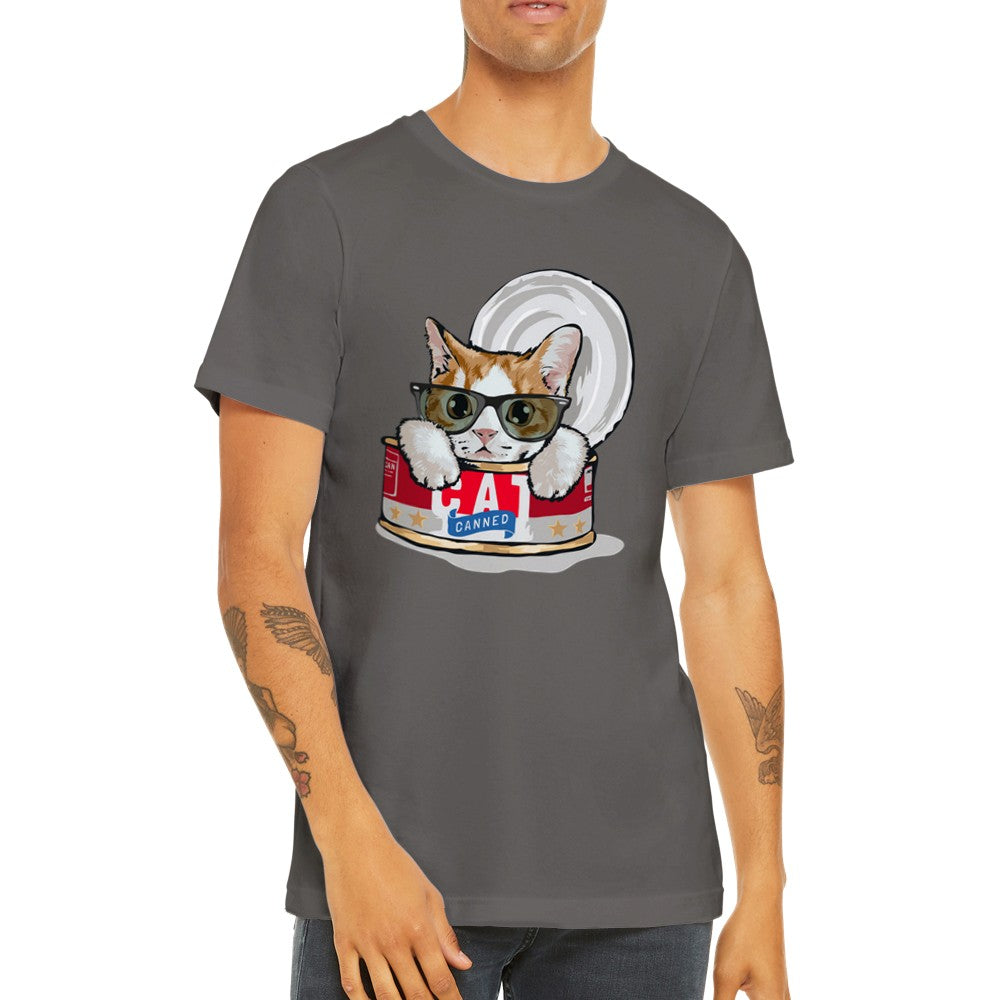 Sjove T-shirts - Kat - Cat In A Can - Premium Unisex T-shirt