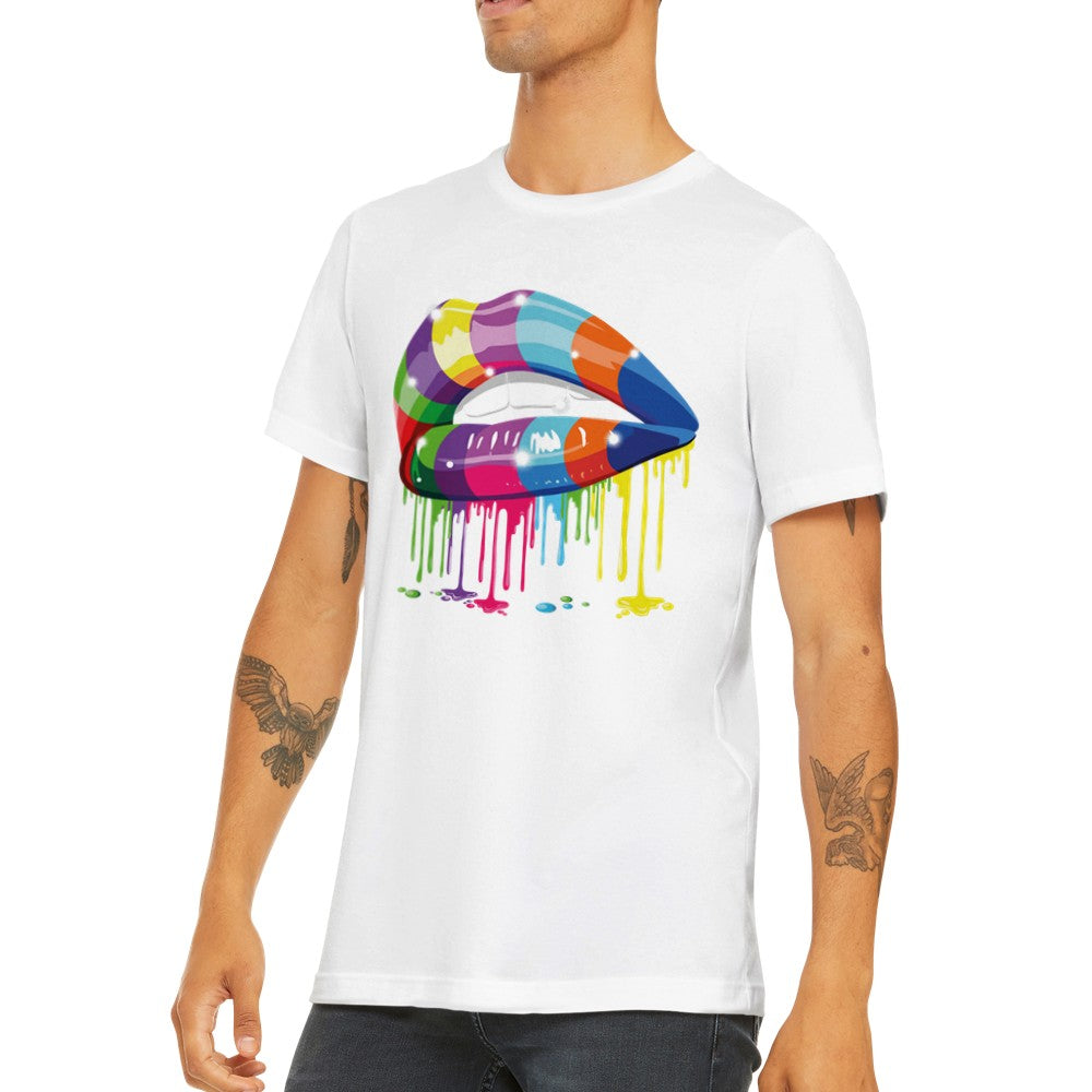 Quote T-shirt - Funny Designs Artwork - Colorful Lips Premium Unisex T-shirt