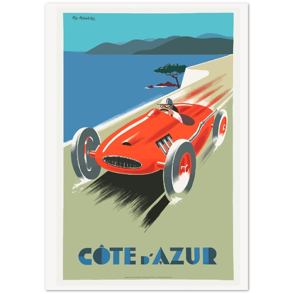 Poster - Vintage Car Illustration - Cote D'Azur