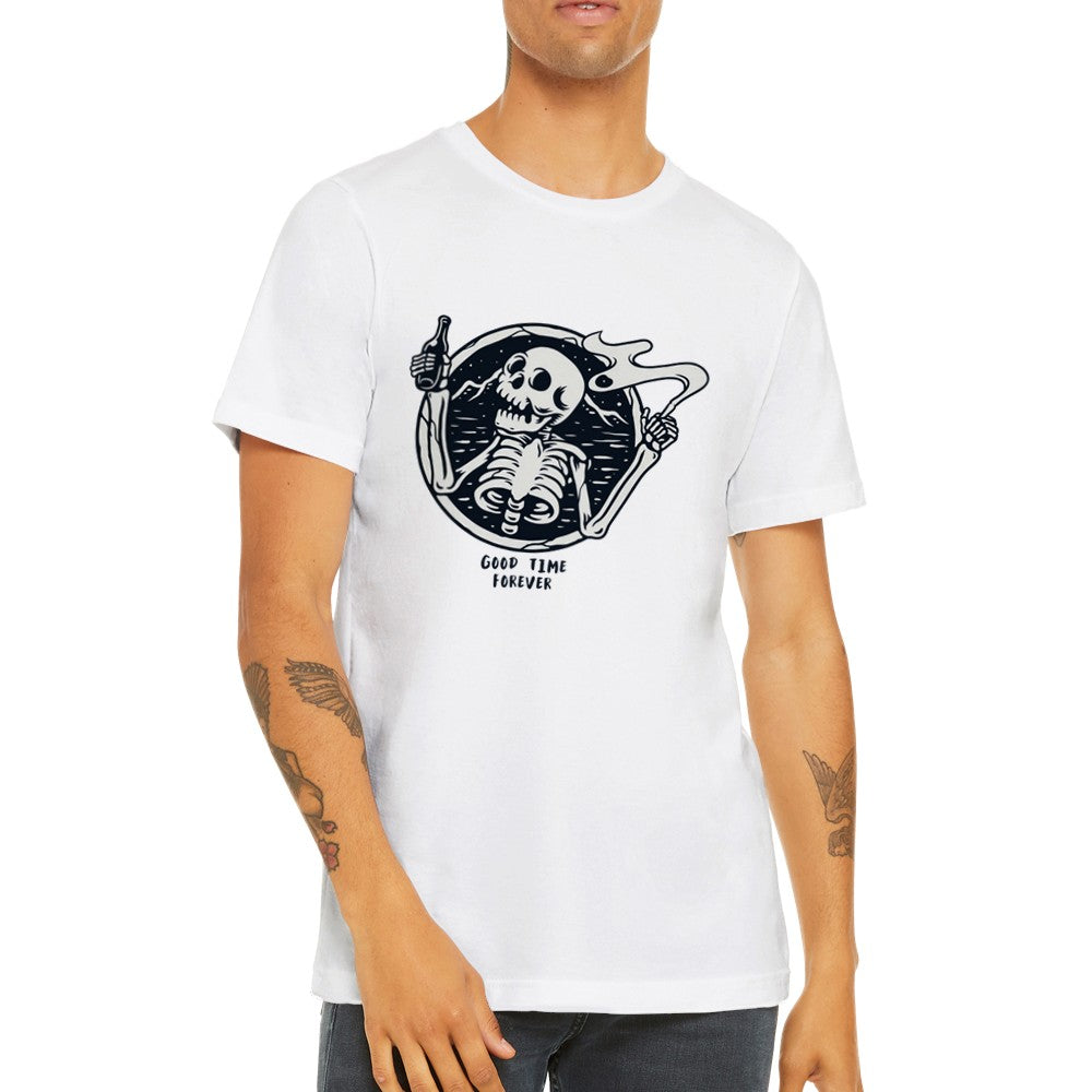 Fun T-Shirts - Good Vibes Forever Skelleton Artwork - Premium Unisex T-shirt