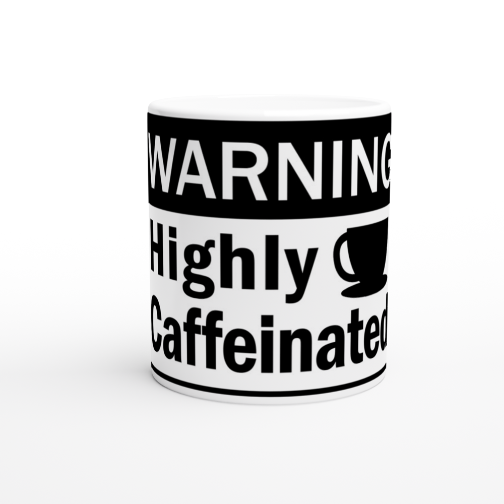 Krus - Sjov Kaffe Citat - Warning Highly Caffeinated