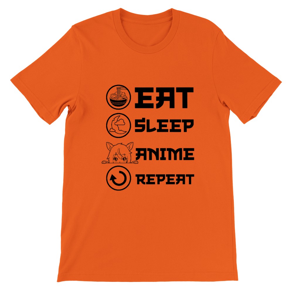 Zitat T-Shirt - Anime - Essen, Schlafen, Anime, Wiederholen - Premium Unisex T-Shirt 