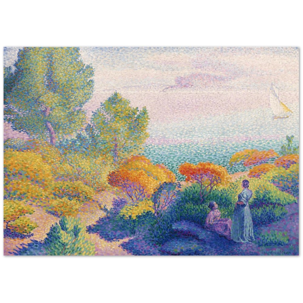 Poster Two Women by the Shore, Mediterranean (1896) by Henri-Edmond Cross