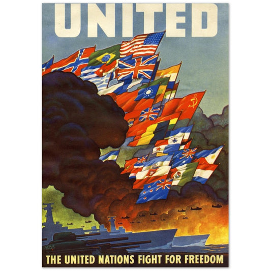 Poster "United. The United Nations Fights for Freedom." Propaganda Poster Leslie Ragan