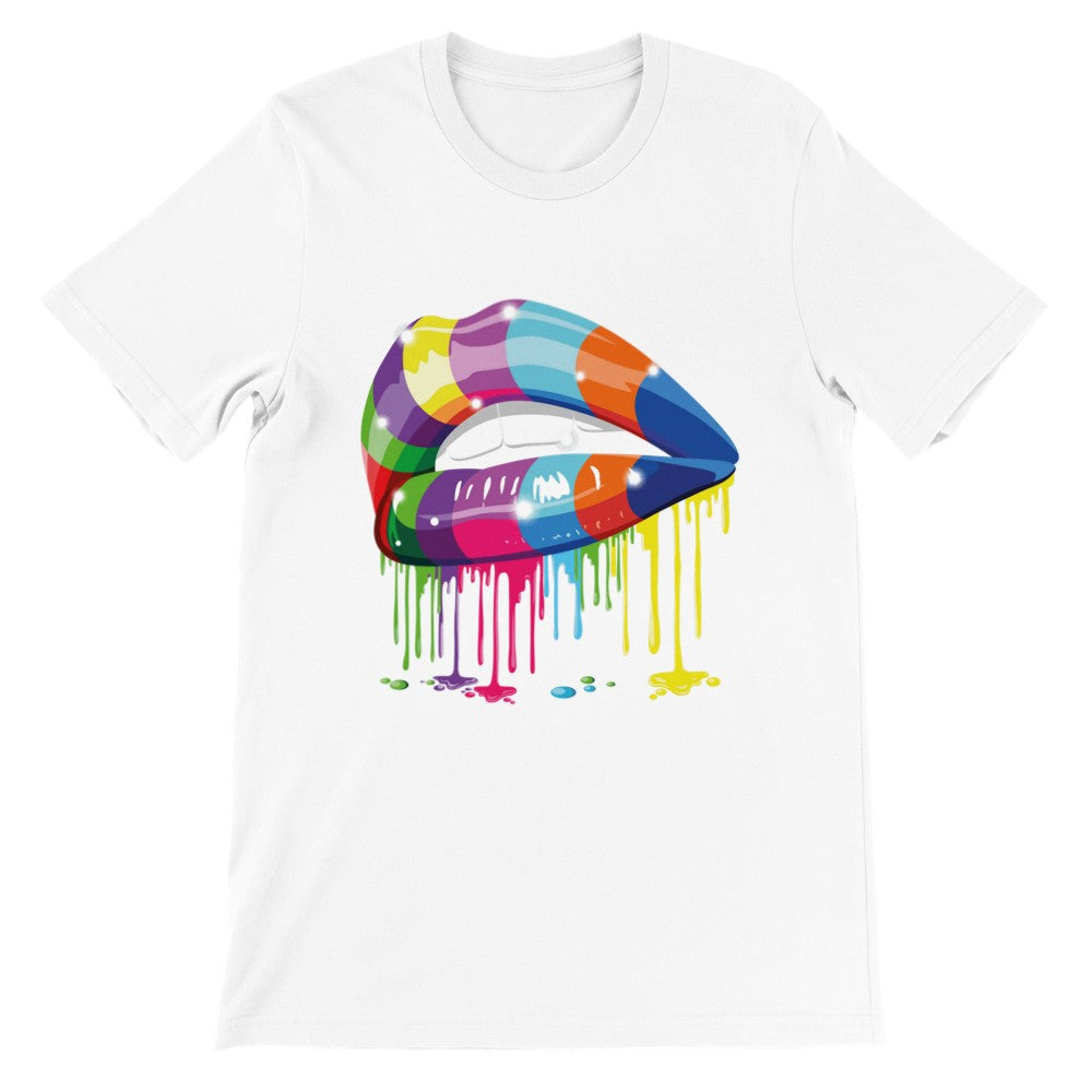 Quote T-shirt - Funny Designs Artwork - Colorful Lips Premium Unisex T-shirt