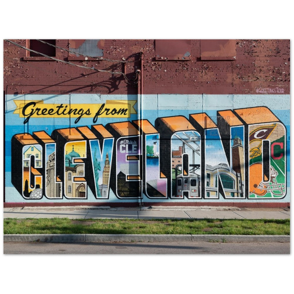 Poster – Street Art – Cleveland Greetings Wandbild – klassisches mattes Posterpapier