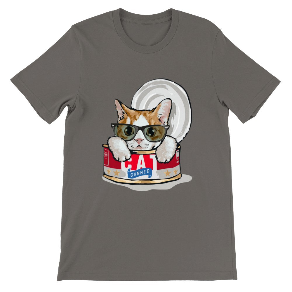 Funny T-Shirts - Cat - Cat In A Can - Premium Unisex T-shirt