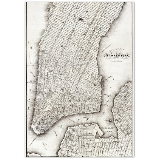 Plakat - New York by plakat (ca. 1850) Premium Mat Papir