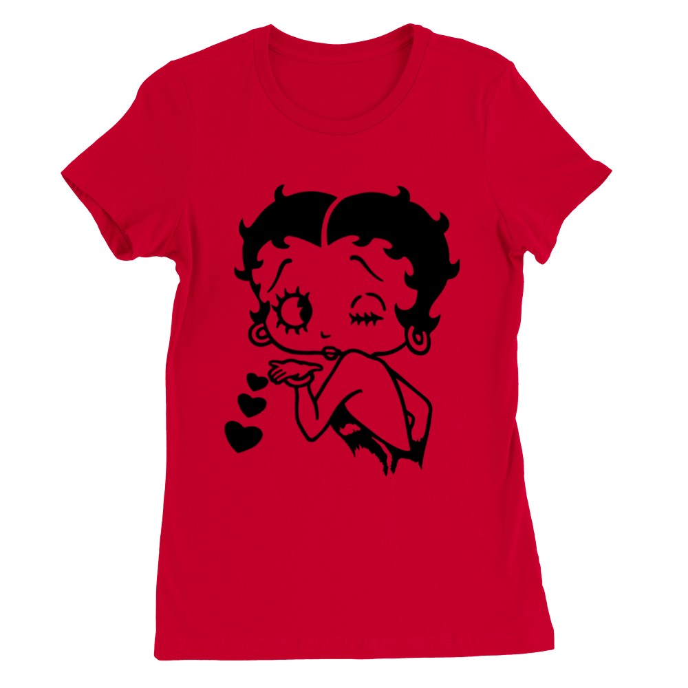 T-Shirt – Betty Boop Kisses Artwork – Premium Damen T-Shirt mit Rundhalsausschnitt 