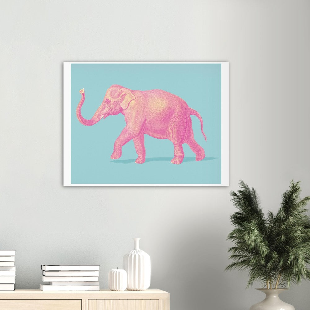 Poster - Vintage Elephant Pastel Artwork Poster - Mat Museum Poster Paper