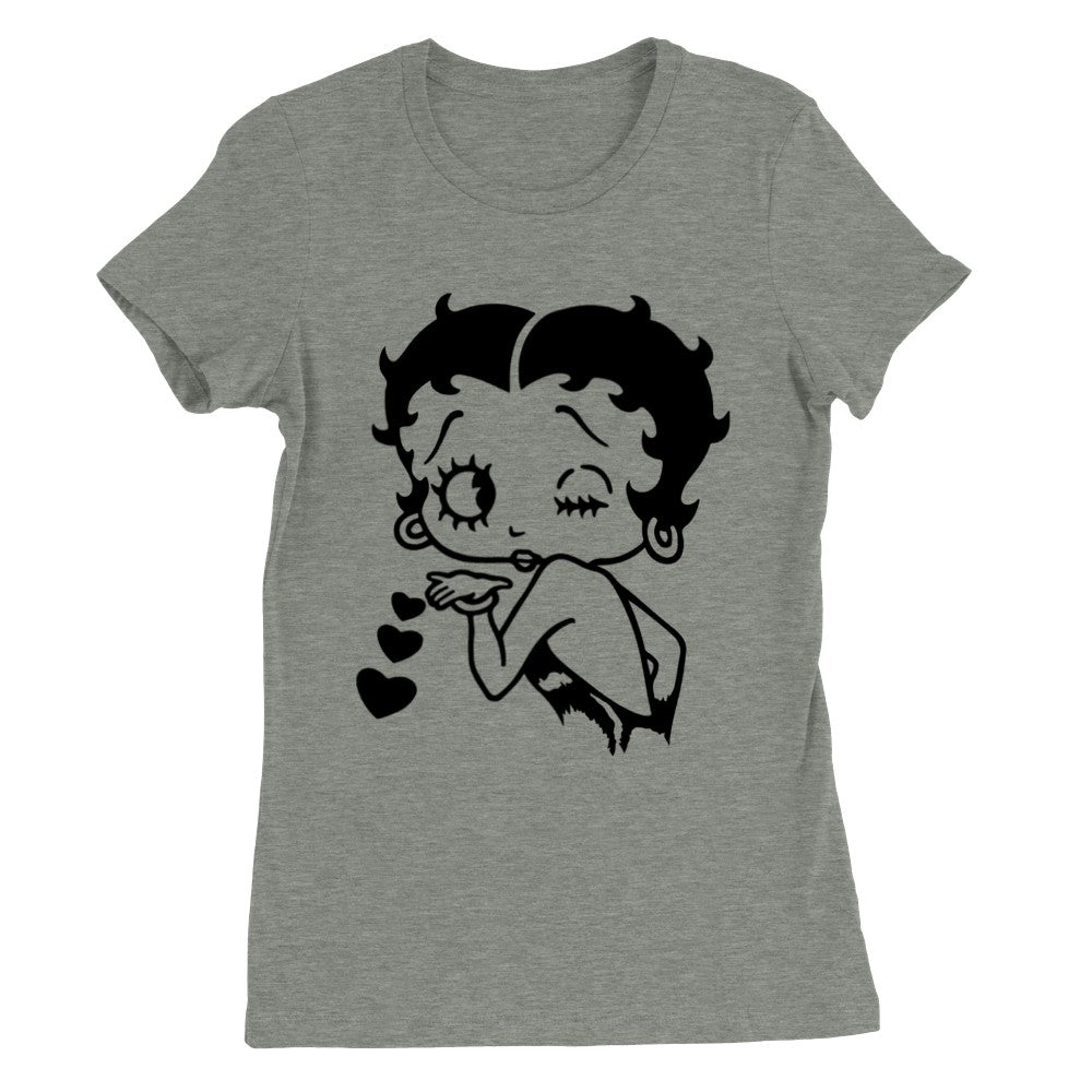 T-Shirt – Betty Boop Kisses Artwork – Premium Damen T-Shirt mit Rundhalsausschnitt 