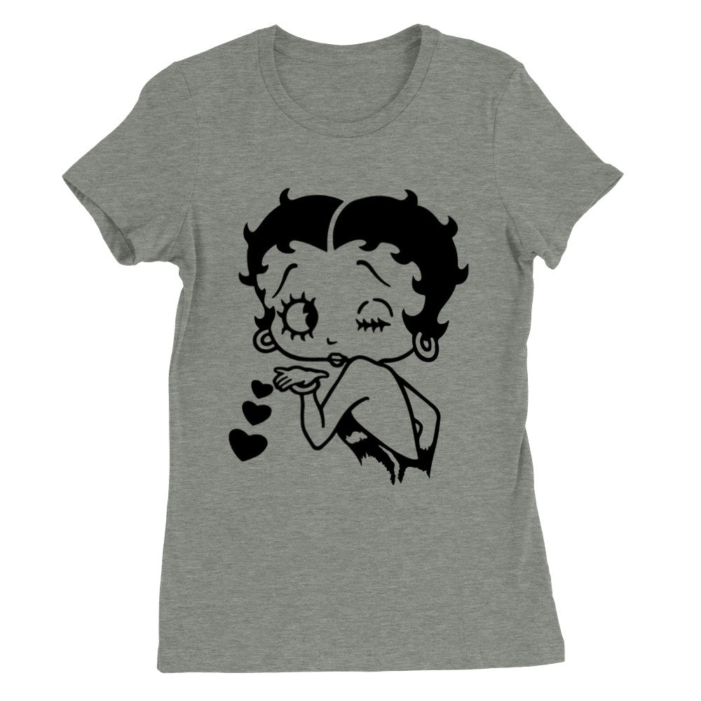 T-shirt - Betty Boop Kisses Artwork - Premium Women's Crewneck T-shirt 