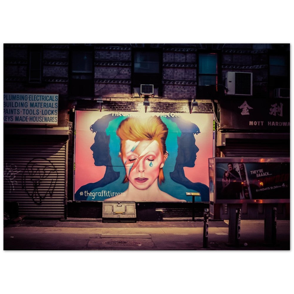 Poster - Street Art David Bowie in New York - Kunstwerk Musik 