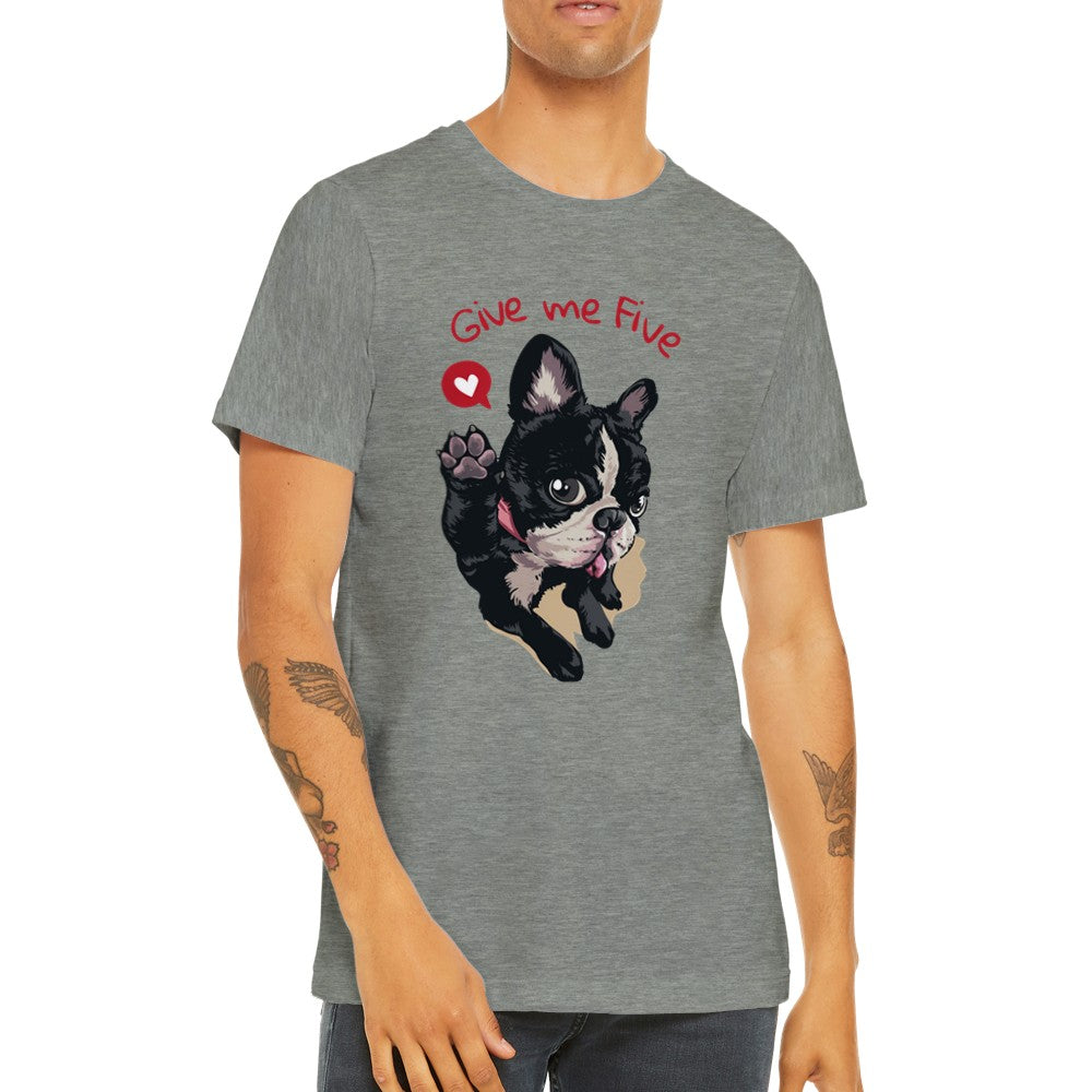 Sjove T-shirts - Fransk Bulldog Give Me Five Premium Unisex T-shirt