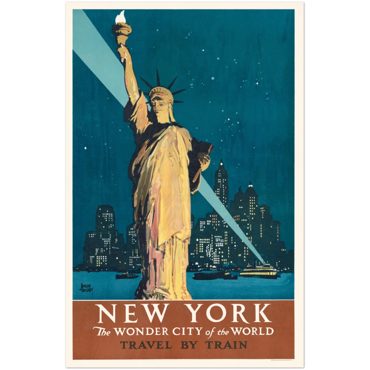 Poster - New York The Wonder City Of The World Travel By Train (1927) Premium Matte Poster Paper