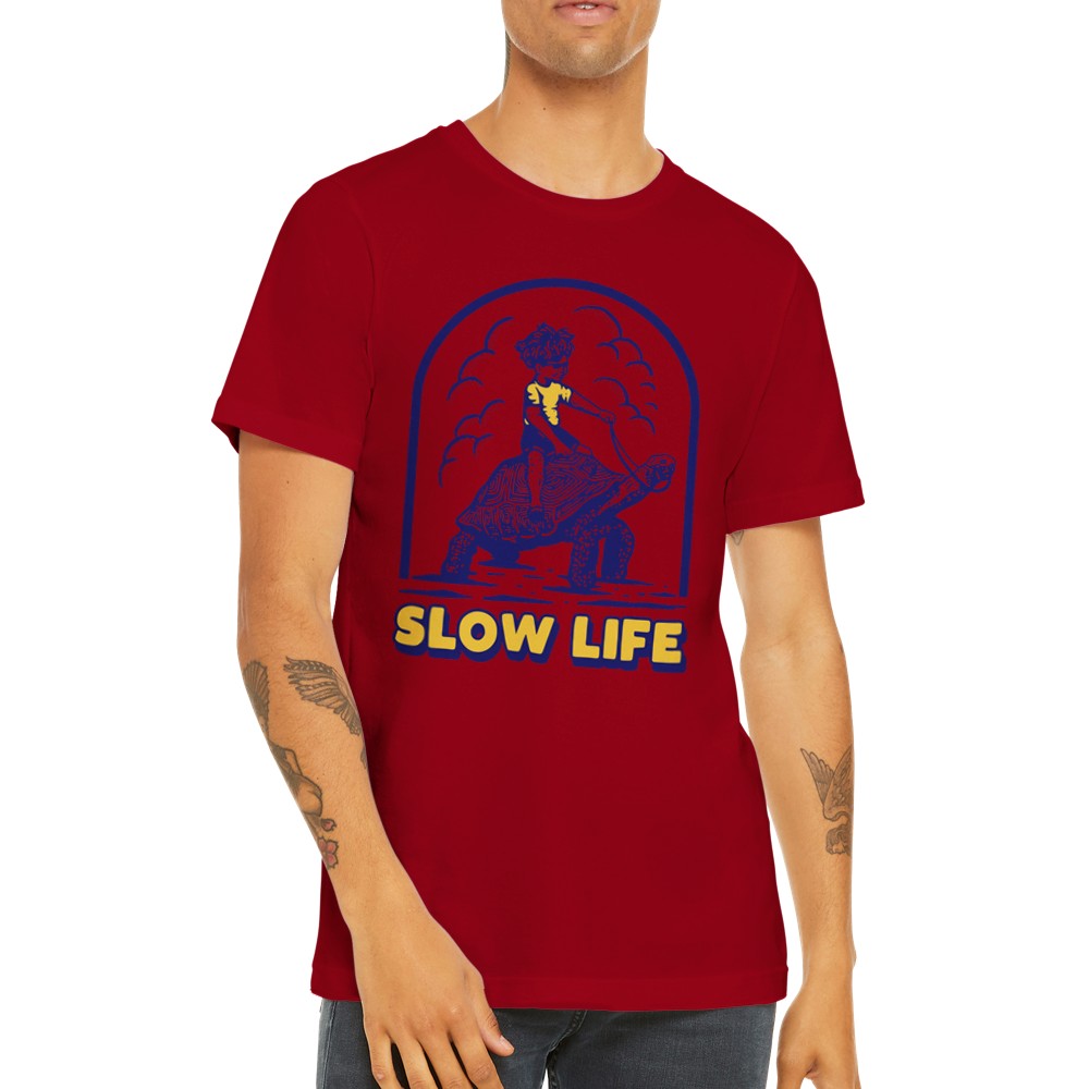 Lustige T-Shirts - Slow Life Turtle Artwork - Premium Unisex T-Shirt 