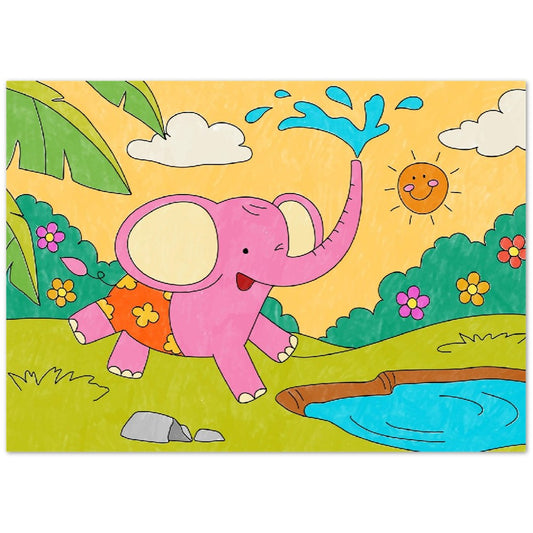 Poster - Colorful Elephant Children's Poster - Matte Museum Paper 