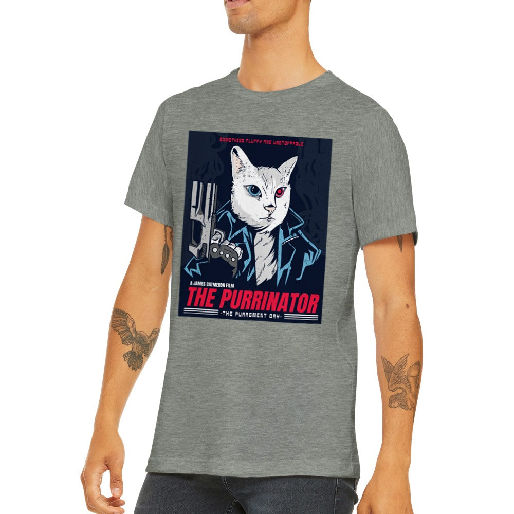 Quote T-shirt - Fun Designs Artwork -The Purrinator Cat Premium Unisex T-shirt