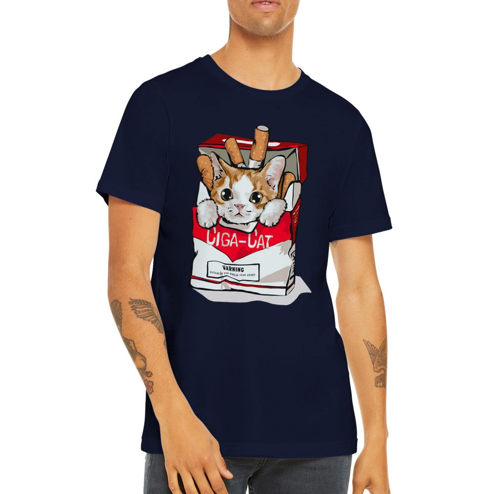 Funny T-Shirts - Cat - Ciga-cat - Premium Unisex T-shirt