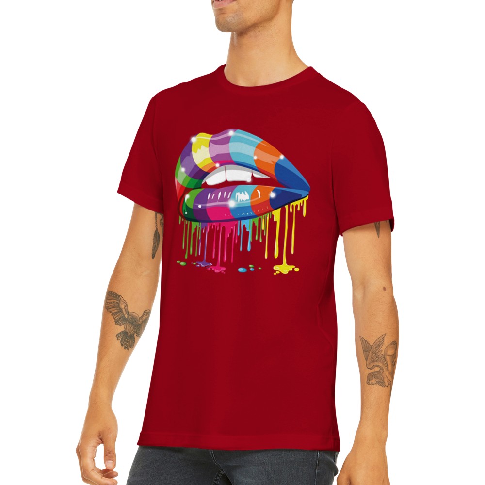 Quote T-shirt - Funny Designs Artwork - Colorful Lips Premium Unisex T-shirt