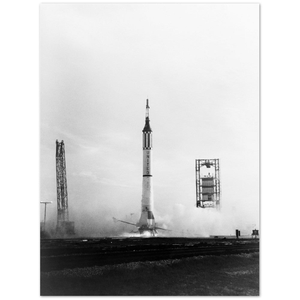 NASA-Poster – Mercury-Redstone 4 (1961) Hochwertiges mattes Posterpapier