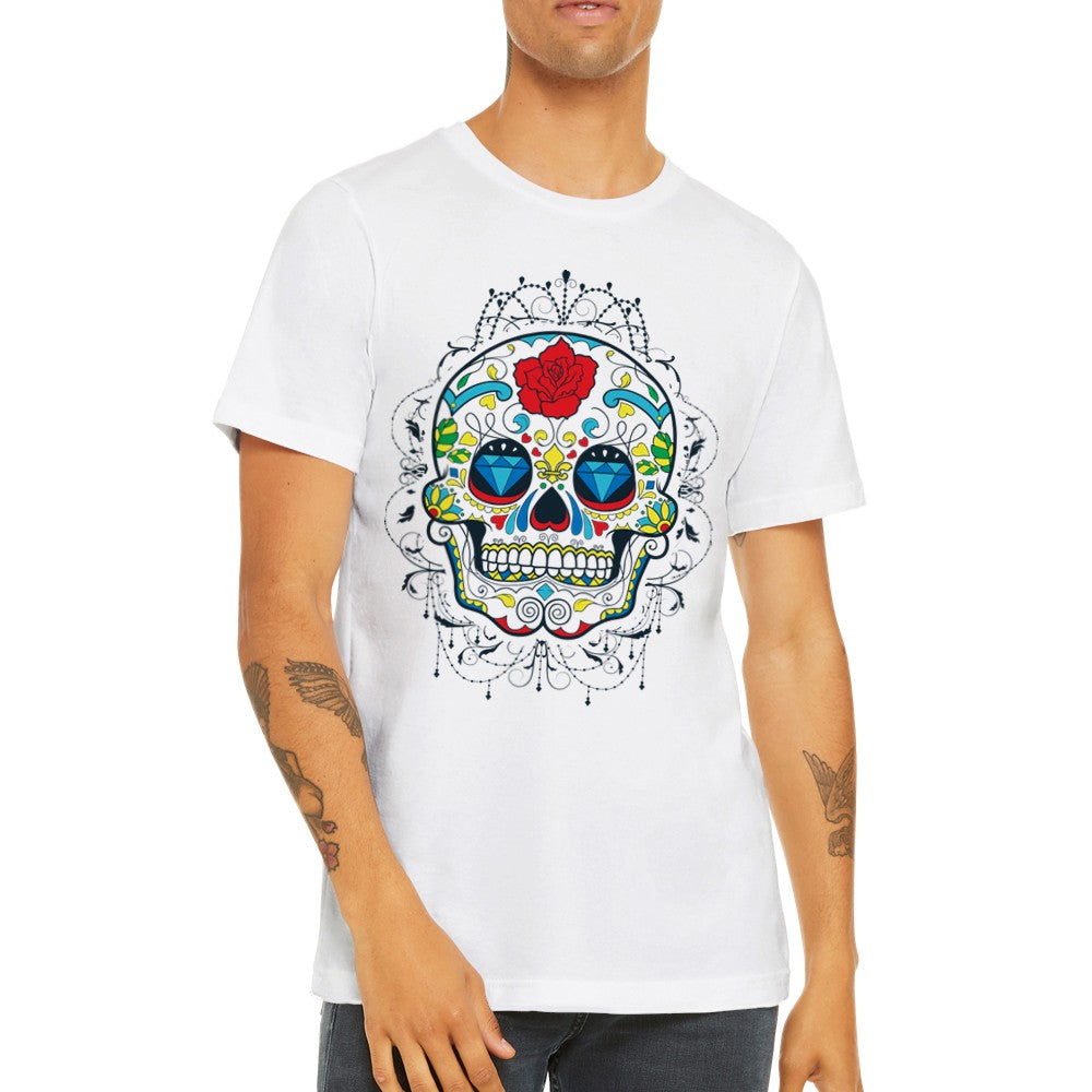 Artwork T-Shirts - The Skull Diamond Flower - Premium-Unisex-T-Shirt 