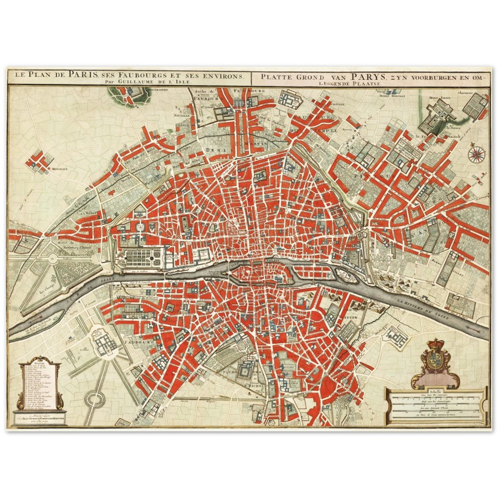 Plakat Plattegrond van Parijs (ca. 1721-1774) von Guillaume Delisle