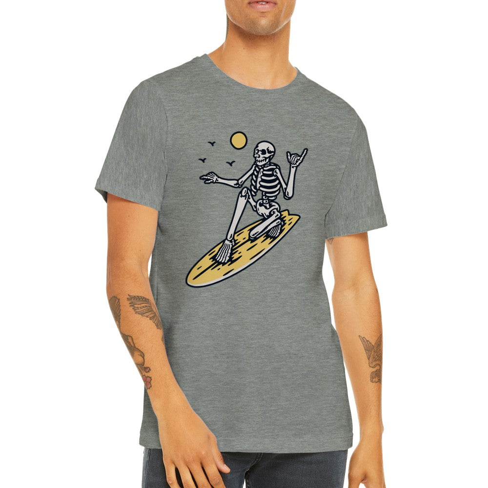 Funny T-shirts - The Skull Surfer - Premium Unisex T-shirt